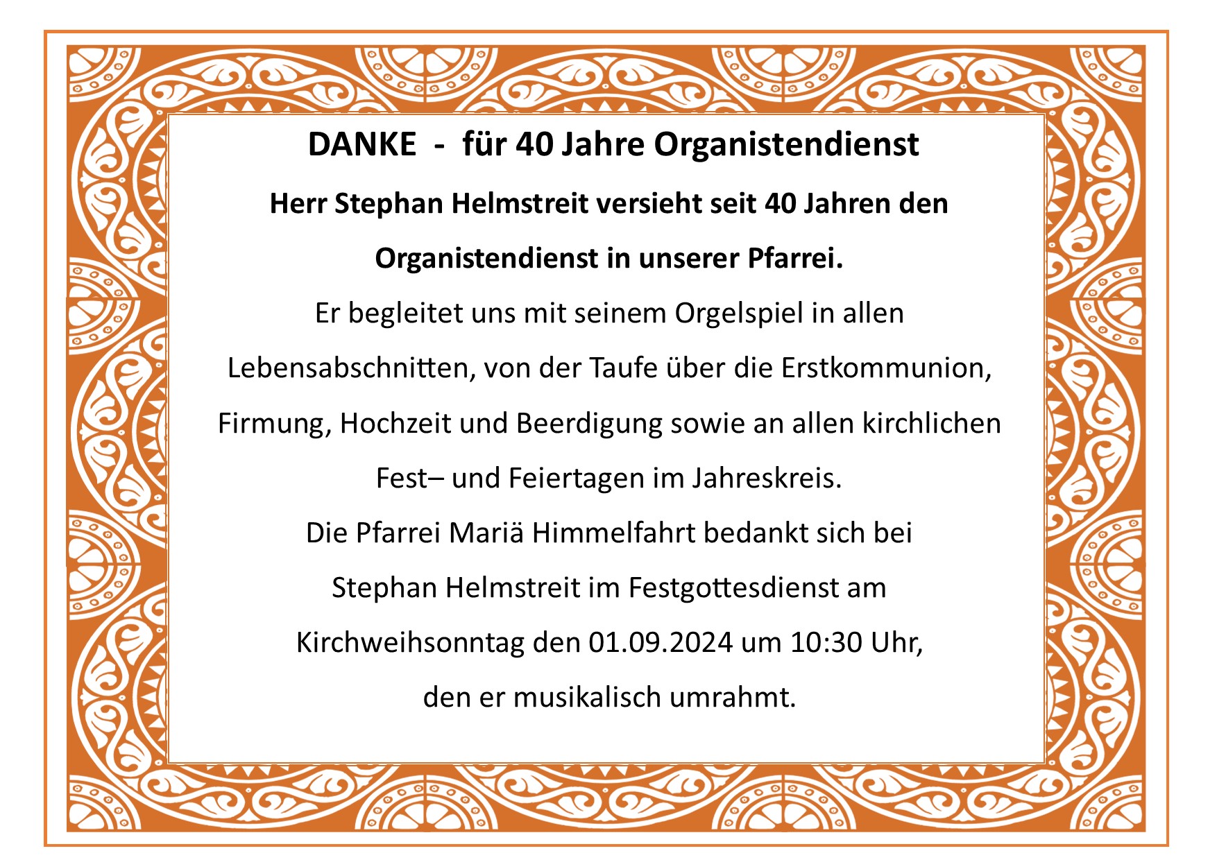 40 Jahre Orgeldienst