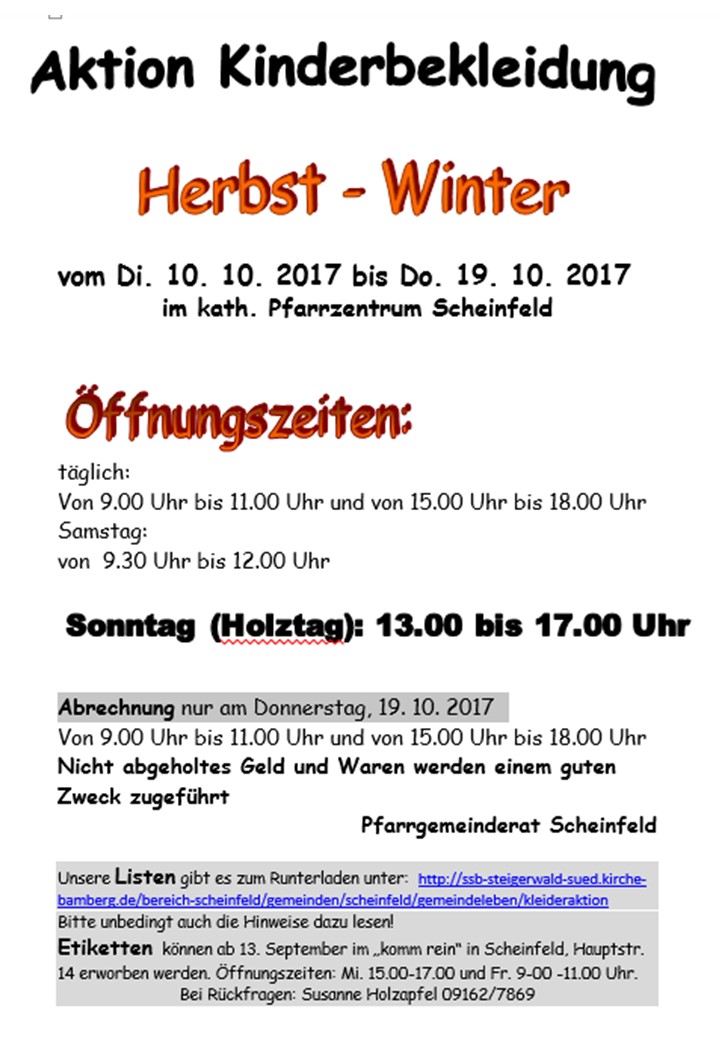 Kleideraktion Herbst 2017
